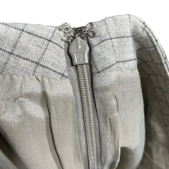 Ralph Lauren Wool Skirt NEW 12 Tatersall Plaid Cotton Khaki Beige Grid Ruffle - Picture 5 of 5